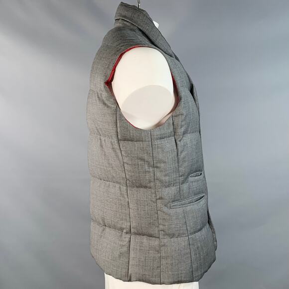 BRUNELLO CUCINELLI Size XL Grey Heather Wool Padded Buttoned Vest - Picture 3 of 10